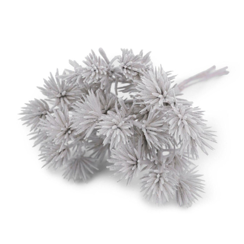 6ks Šedá Sv. Umělá Větvička Ježatka K Aranžování, Květiny Rostliny Květy Plody Tvoření A Aranžován