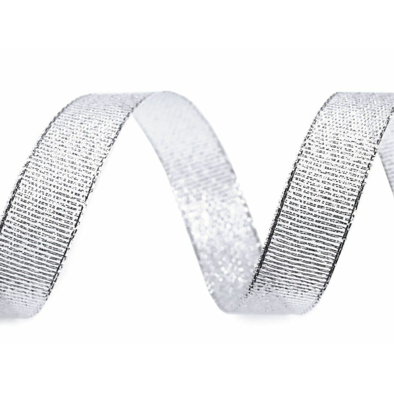 22.5m Stříbrná Brokátová Stuha S Lurexem Šíře 15mm Lurexové Stuhy Textilní Galanterie