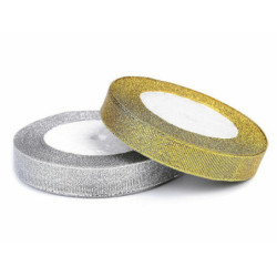 22.5m Stříbrná Brokátová Stuha S Lurexem Šíře 15mm Lurexové Stuhy Textilní Galanterie