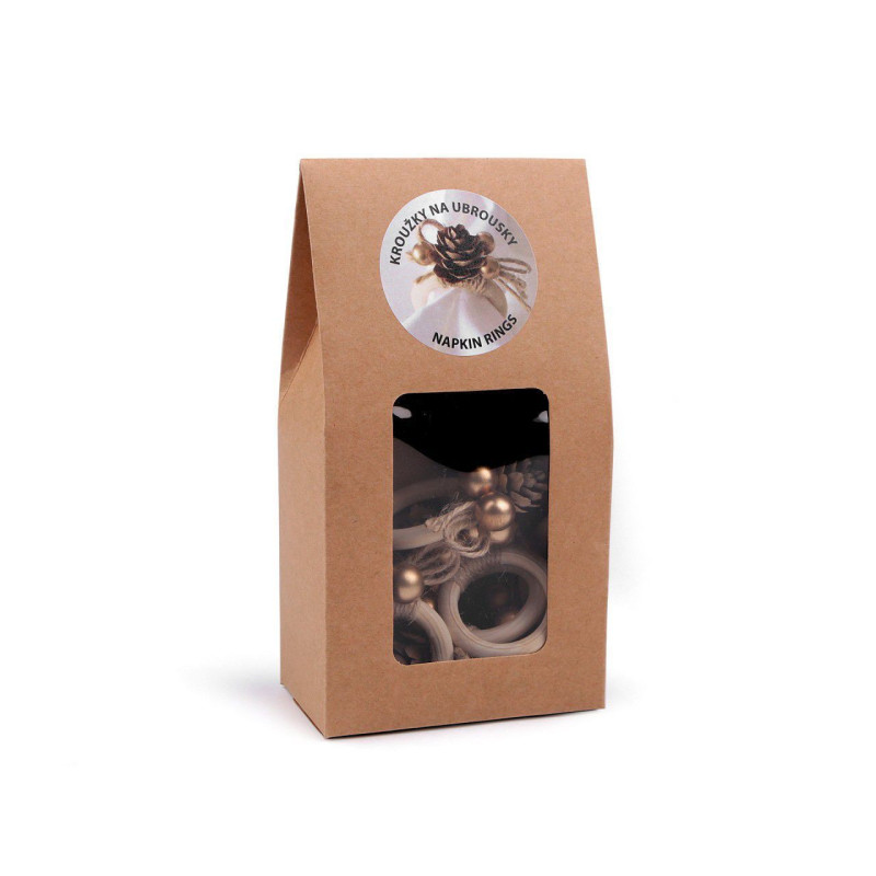 6ks nědá přírodní vánoční kroužek na ubrousky - sada 6 ks prostírání podtácky bytový kuchyňský textil textilní galanterie