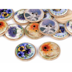 10ks 5 modrá jemná hortenzie knoflík imitace dřeva velikost 40" květy knoflíky plastové dvoudírkové, zapínání, textilní