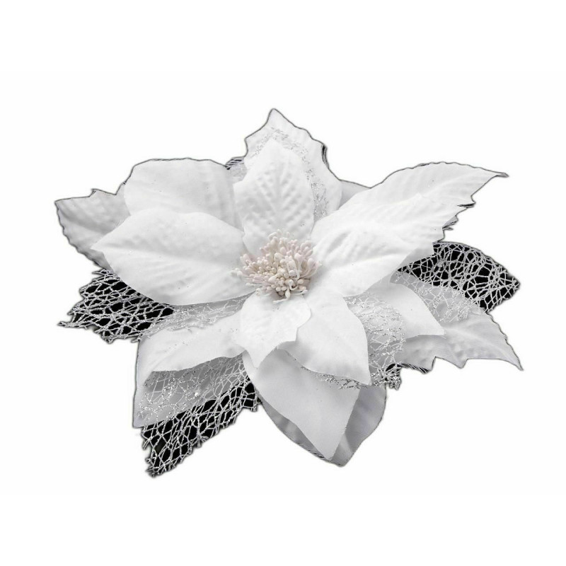 1ks bílá vánoční hvězda s klipem na stromeček ø15 cm dekorační umělé květy květy rostliny plody tvoření a aranžování