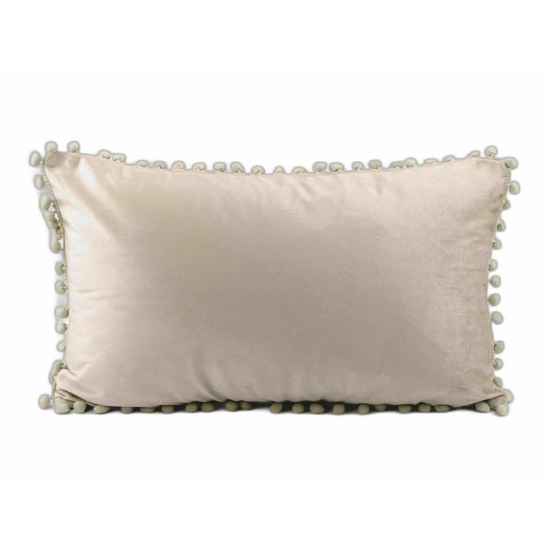 2ks béžová sametový povlak na polštář s bambulkami 30x50 cm povlaky polštáře bytový kuchyňský textil textilní galanterie