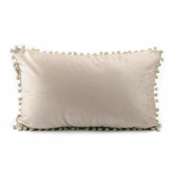 2ks béžová sametový povlak na polštář s bambulkami 30x50 cm povlaky polštáře bytový kuchyňský textil textilní galanterie