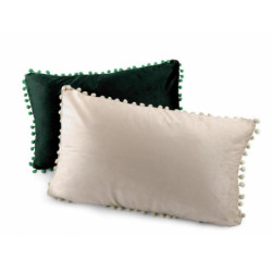 2ks béžová sametový povlak na polštář s bambulkami 30x50 cm povlaky polštáře bytový kuchyňský textil textilní galanterie