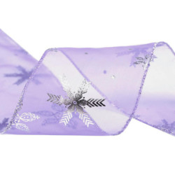 1m fialová vánoční organzová stuha metalické vločky šíře 60 mm šifonové (monofilové) stuhy textilní galanterie