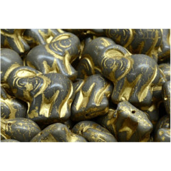 4 ks Opaque šedé zlato Patina sloní kuličky zvířecí kuličky české sklo 20mm x 21mm