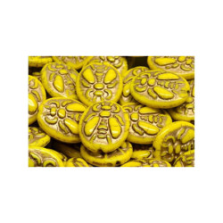 2 ks žluté zlato Patina Bee Beads Oval Beads české sklo 22mm x 18mm