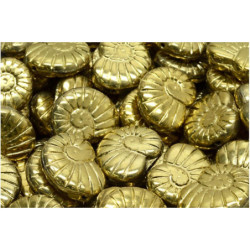 6 ks kovové zlato vyřezávané shell amoniak fosilní Seashell české sklo 13mm x 17mm