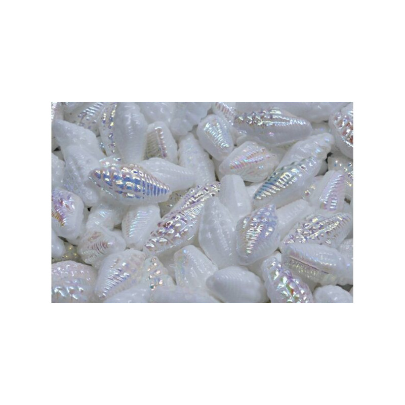 10 ks Miter Shell Beads české sklo 16mm x 8mm