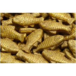 4 ks Gold Patina Wash Trout Fish Marine Sea Fish Beads české sklo 24mm x 10mm