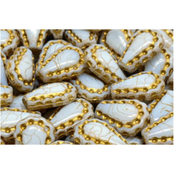6 ks bílé zlato Patina Lacy Tear Drop Teatdrop Beads české sklo 17mm x 12mm