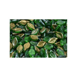 16 ks Crystal Green Bronze Half Patina Bay Leaf Beads Leaf Beads české sklo 06mm x 12mm