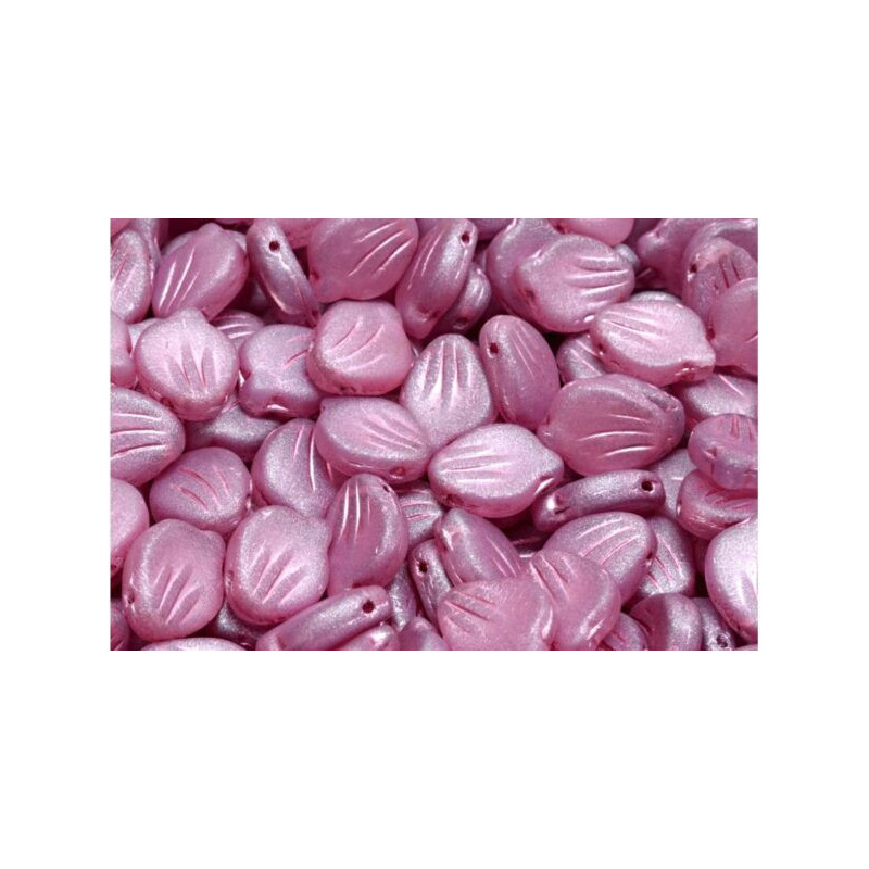 10 ks Matte Pink Patina Peony Petal Flower Beads české sklo 9mm x 12mm
