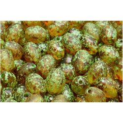 6 ks Picasso Crystal Žluté Zelené Zlato Patina Olive Beads Oval Beads Česká sklo 13mm x 10mm